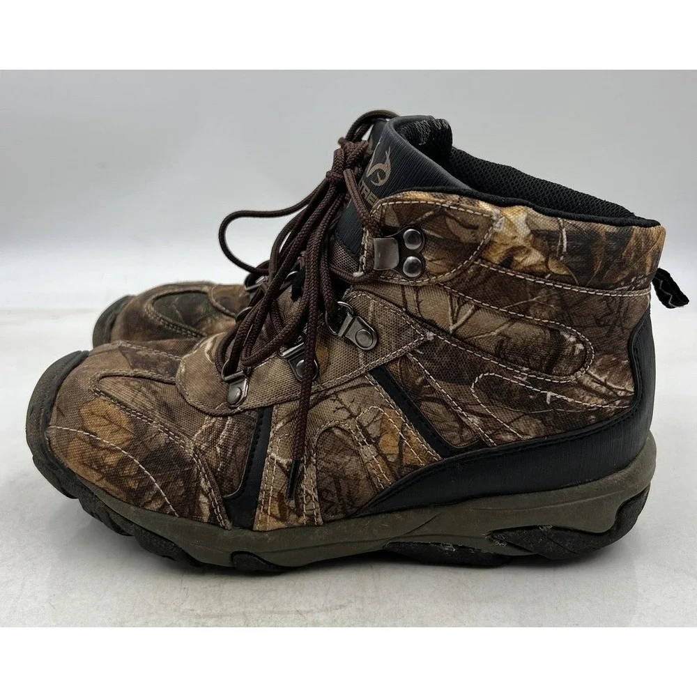 Realtree Xtra Boots Shoes Boys Size 5 Camouflage Hiking Outdoor Trail Brown Camo